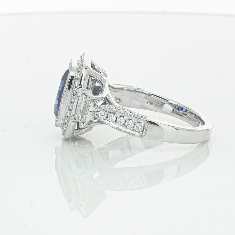 18ct White Gold 3.34ct Sapphire & Diamond Ring-Ring-Walker & Hall