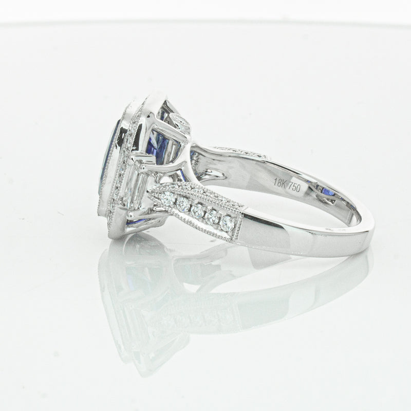 18ct White Gold 3.34ct Sapphire & Diamond Ring-Ring-Walker & Hall