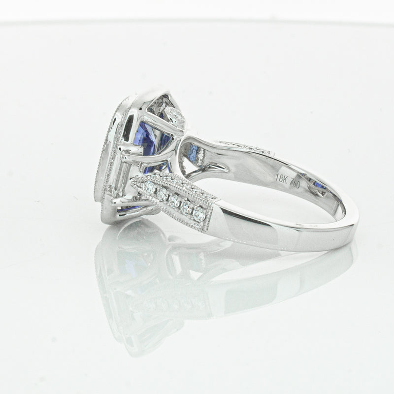 18ct White Gold 3.34ct Sapphire & Diamond Ring-Ring-Walker & Hall