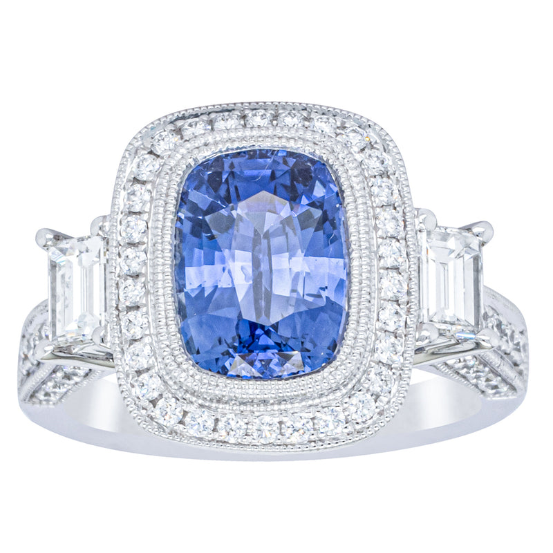 18ct White Gold 3.34ct Sapphire & Diamond Ring-Ring-Walker & Hall