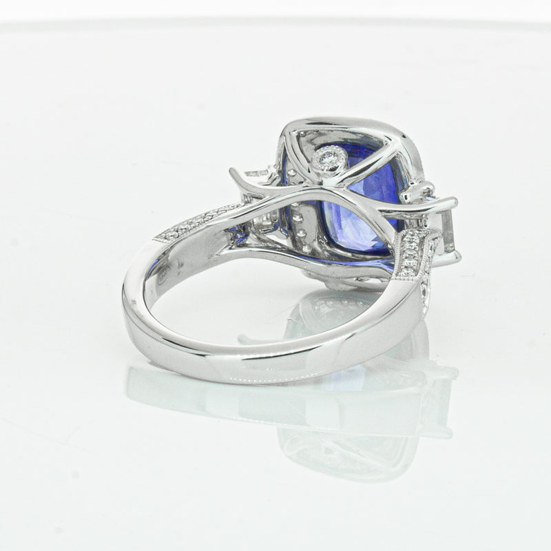 18ct White Gold 3.34ct Sapphire & Diamond Ring-Ring-Walker & Hall
