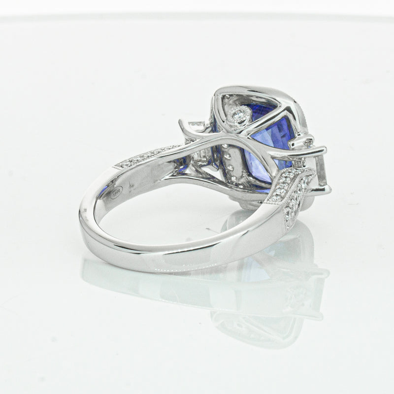 18ct White Gold 3.34ct Sapphire & Diamond Ring-Ring-Walker & Hall