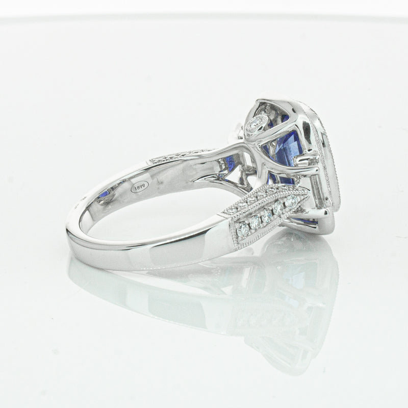 18ct White Gold 3.34ct Sapphire & Diamond Ring-Ring-Walker & Hall