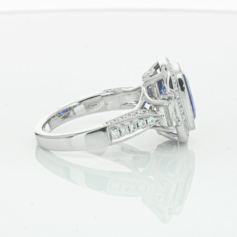 18ct White Gold 3.34ct Sapphire & Diamond Ring-Ring-Walker & Hall