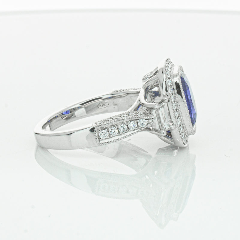 18ct White Gold 3.34ct Sapphire & Diamond Ring-Ring-Walker & Hall
