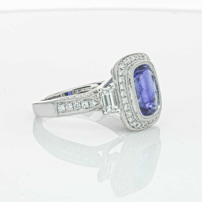 18ct White Gold 3.34ct Sapphire & Diamond Ring-Ring-Walker & Hall