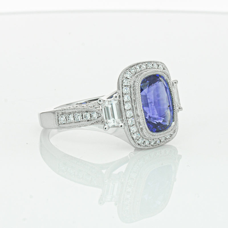 18ct White Gold 3.34ct Sapphire & Diamond Ring-Ring-Walker & Hall