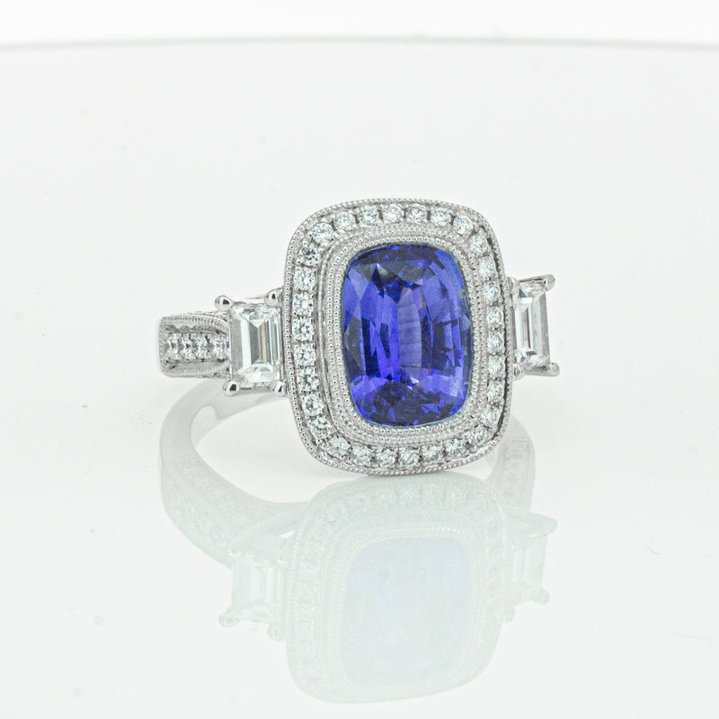 18ct White Gold 3.34ct Sapphire & Diamond Ring-Ring-Walker & Hall