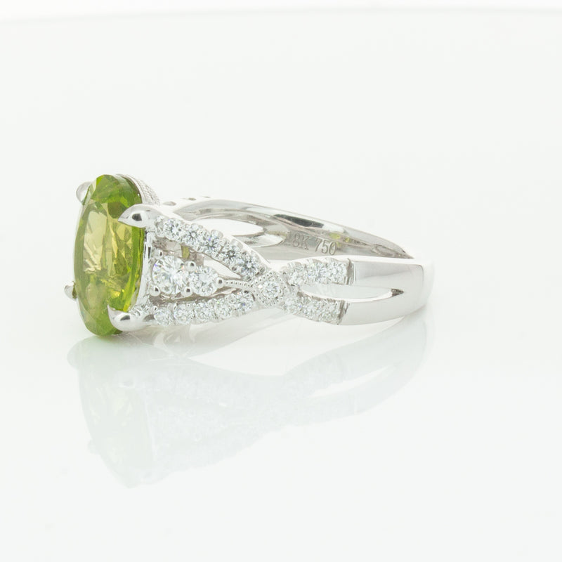 18ct White Gold 3.38ct Peridot & Diamond Ring-Ring-Walker & Hall