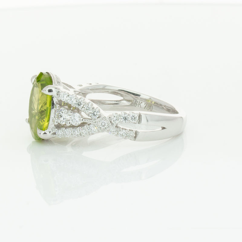 18ct White Gold 3.38ct Peridot & Diamond Ring-Ring-Walker & Hall