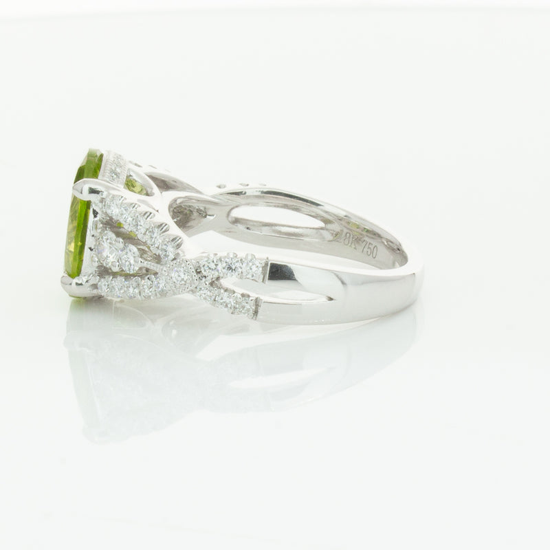 18ct White Gold 3.38ct Peridot & Diamond Ring-Ring-Walker & Hall