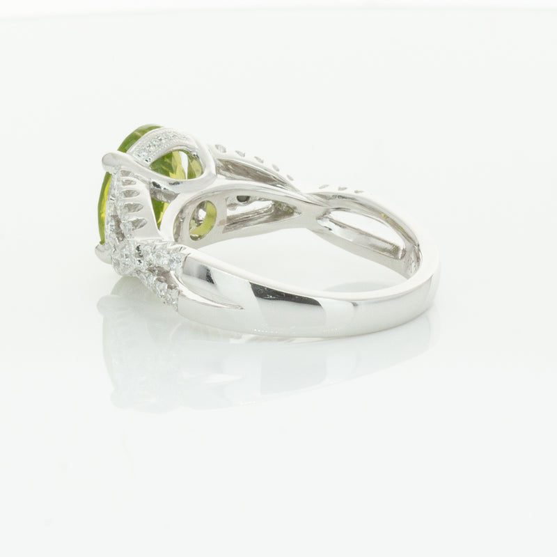 18ct White Gold 3.38ct Peridot & Diamond Ring-Ring-Walker & Hall