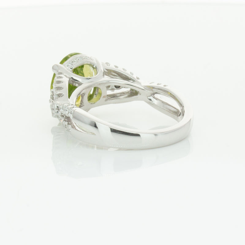 18ct White Gold 3.38ct Peridot & Diamond Ring-Ring-Walker & Hall