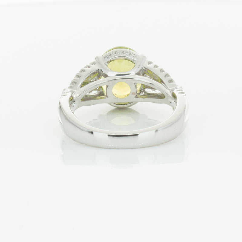18ct White Gold 3.38ct Peridot & Diamond Ring-Ring-Walker & Hall