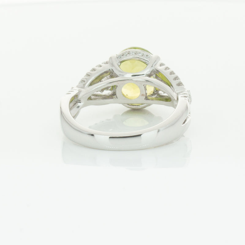 18ct White Gold 3.38ct Peridot & Diamond Ring-Ring-Walker & Hall