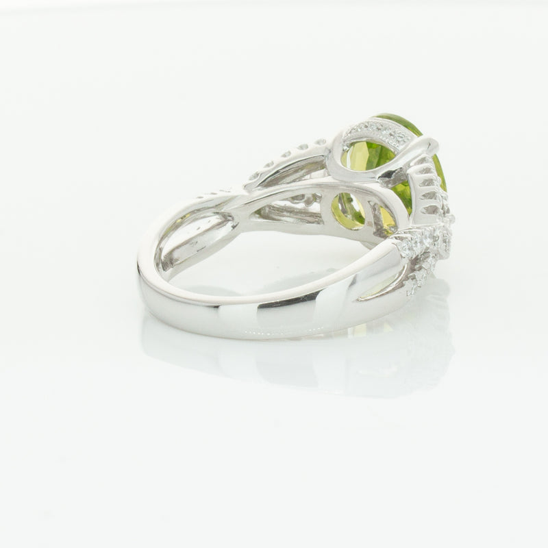 18ct White Gold 3.38ct Peridot & Diamond Ring-Ring-Walker & Hall