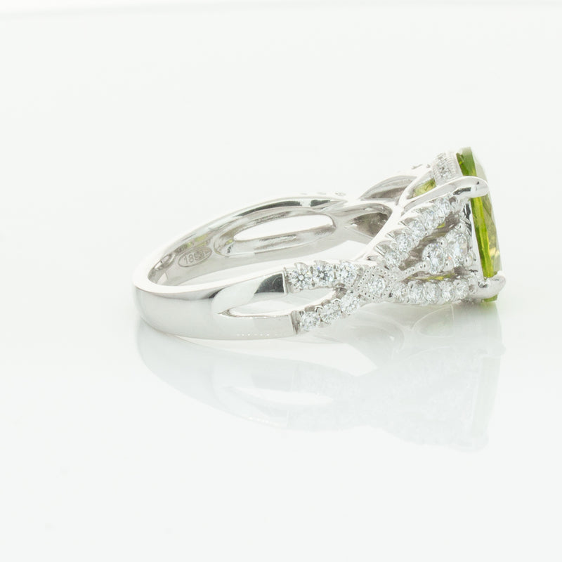 18ct White Gold 3.38ct Peridot & Diamond Ring-Ring-Walker & Hall