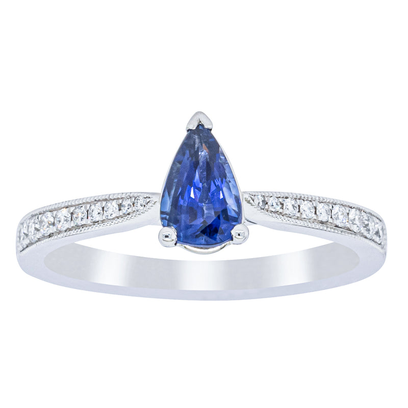 18ct White Gold Sapphire & Diamond Zenith Ring-Ring-Walker & Hall