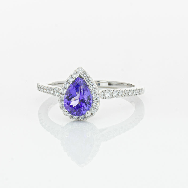 18ct White Gold 1.08ct Tanzanite & Diamond Mini Sierra Ring-Ring-Walker & Hall