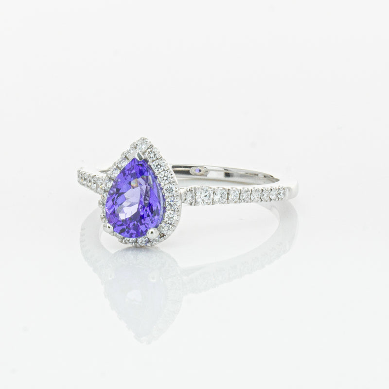18ct White Gold 1.08ct Tanzanite & Diamond Mini Sierra Ring-Ring-Walker & Hall