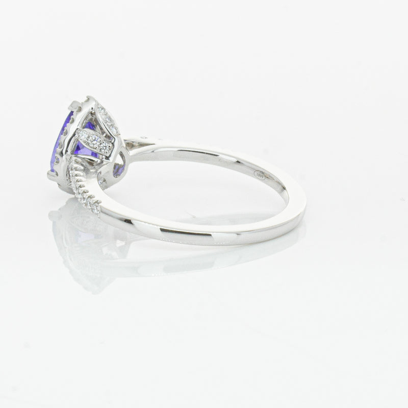 18ct White Gold 1.08ct Tanzanite & Diamond Mini Sierra Ring-Ring-Walker & Hall
