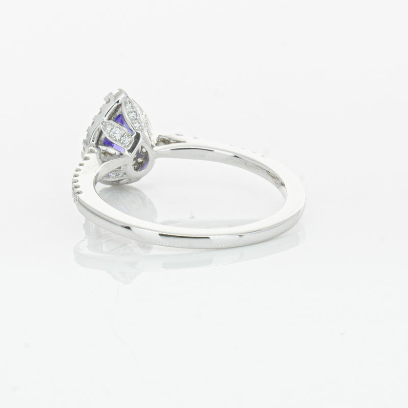 18ct White Gold 1.08ct Tanzanite & Diamond Mini Sierra Ring-Ring-Walker & Hall