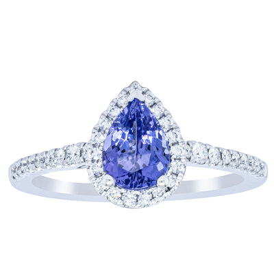 18ct White Gold 1.08ct Tanzanite & Diamond Mini Sierra Ring-Ring-Walker & Hall