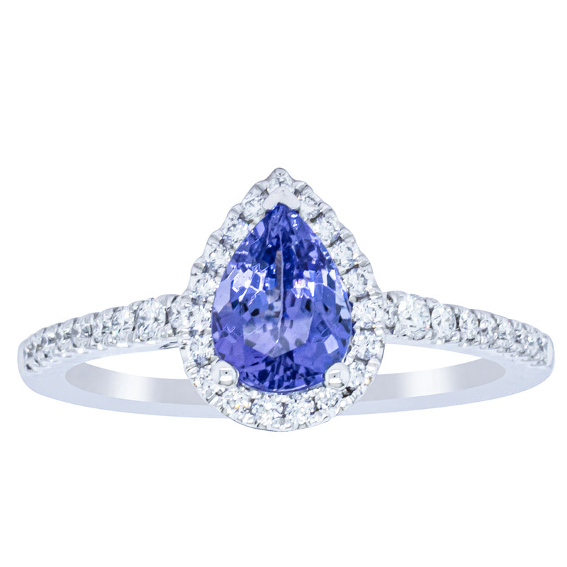 18ct White Gold 1.08ct Tanzanite & Diamond Mini Sierra Ring-Ring-Walker & Hall