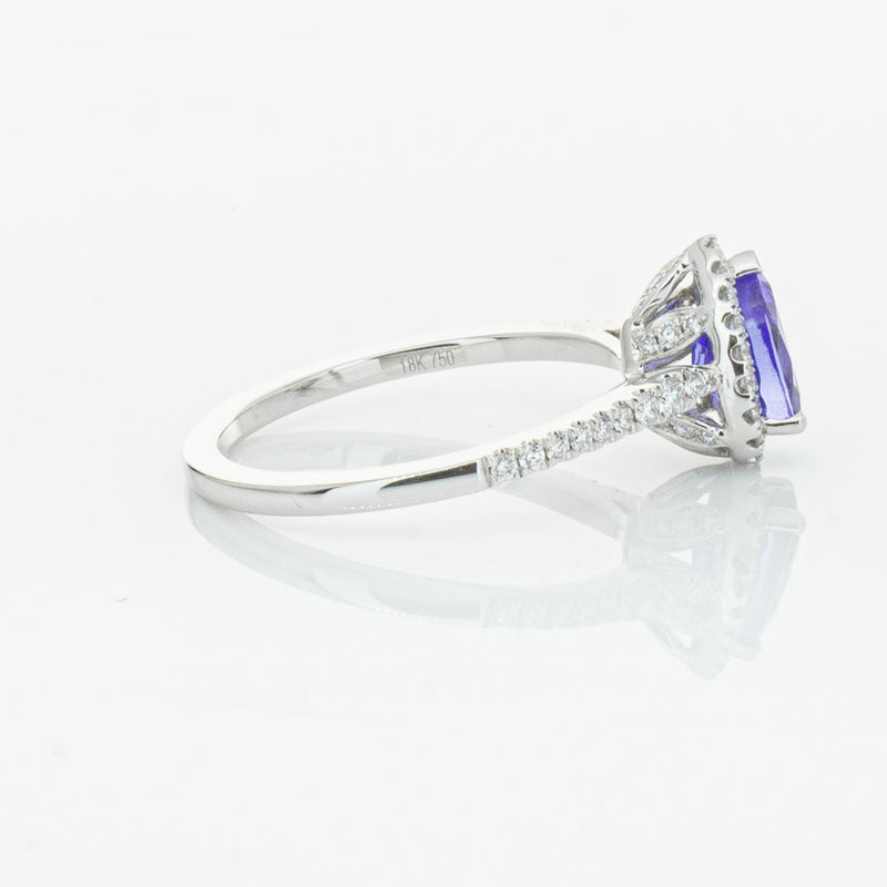 18ct White Gold 1.08ct Tanzanite & Diamond Mini Sierra Ring-Ring-Walker & Hall
