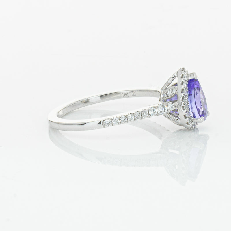 18ct White Gold 1.08ct Tanzanite & Diamond Mini Sierra Ring-Ring-Walker & Hall