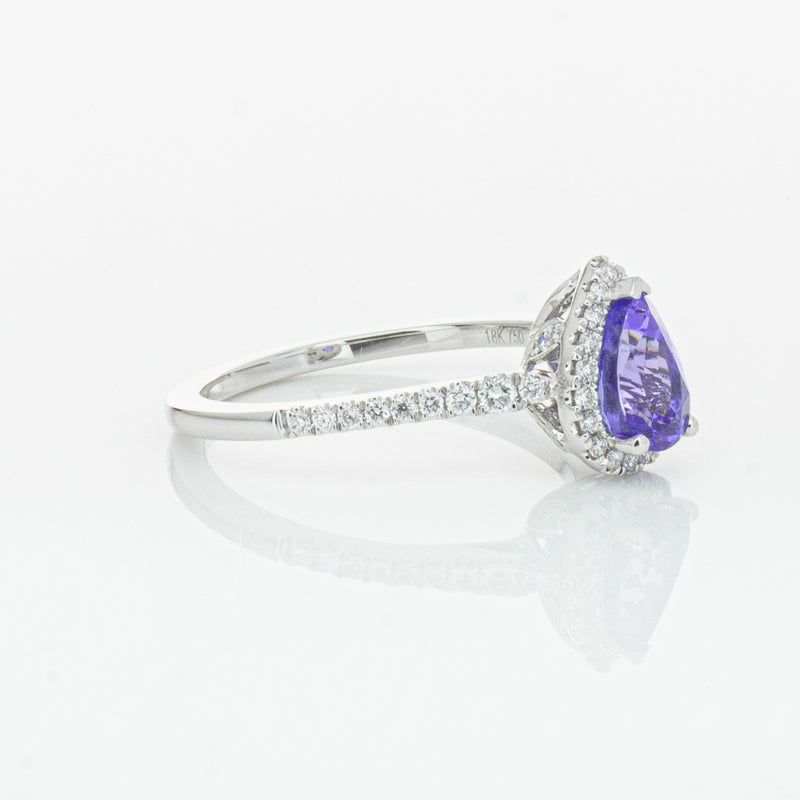 18ct White Gold 1.08ct Tanzanite & Diamond Mini Sierra Ring-Ring-Walker & Hall
