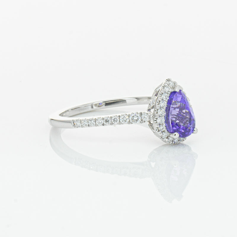 18ct White Gold 1.08ct Tanzanite & Diamond Mini Sierra Ring-Ring-Walker & Hall