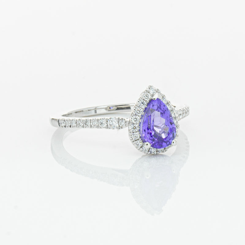 18ct White Gold 1.08ct Tanzanite & Diamond Mini Sierra Ring-Ring-Walker & Hall