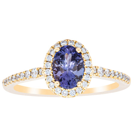 18ct Yellow Gold .81ct Tanzanite & Diamond Mini Sierra Ring-Ring-Walker & Hall