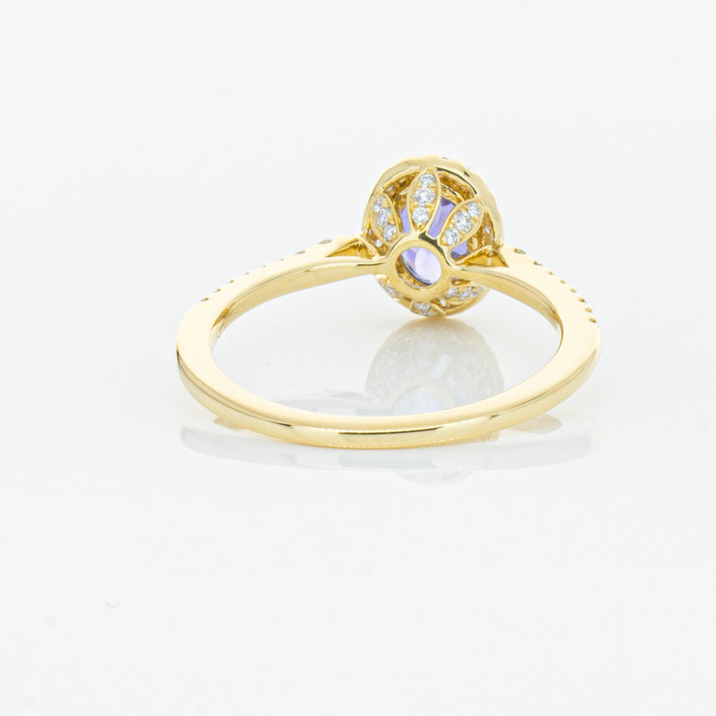 18ct Yellow Gold .81ct Tanzanite & Diamond Mini Sierra Ring-Ring-Walker & Hall