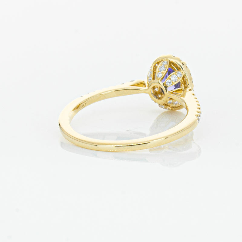 18ct Yellow Gold .81ct Tanzanite & Diamond Mini Sierra Ring-Ring-Walker & Hall