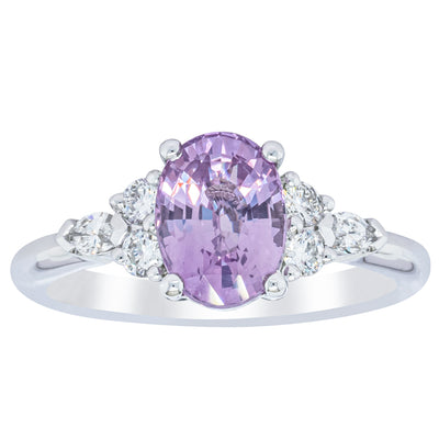 18ct White Gold 2.04ct Purple Sapphire & Diamond Oriana Ring-Ring-Walker & Hall