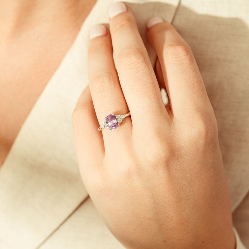 18ct White Gold 2.04ct Purple Sapphire & Diamond Oriana Ring-Ring-Walker & Hall