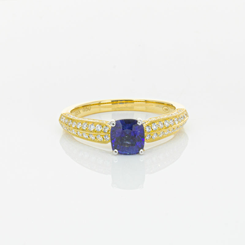 18ct Yellow Gold 1.02ct Sapphire & Diamond Ring-Ring-Walker & Hall