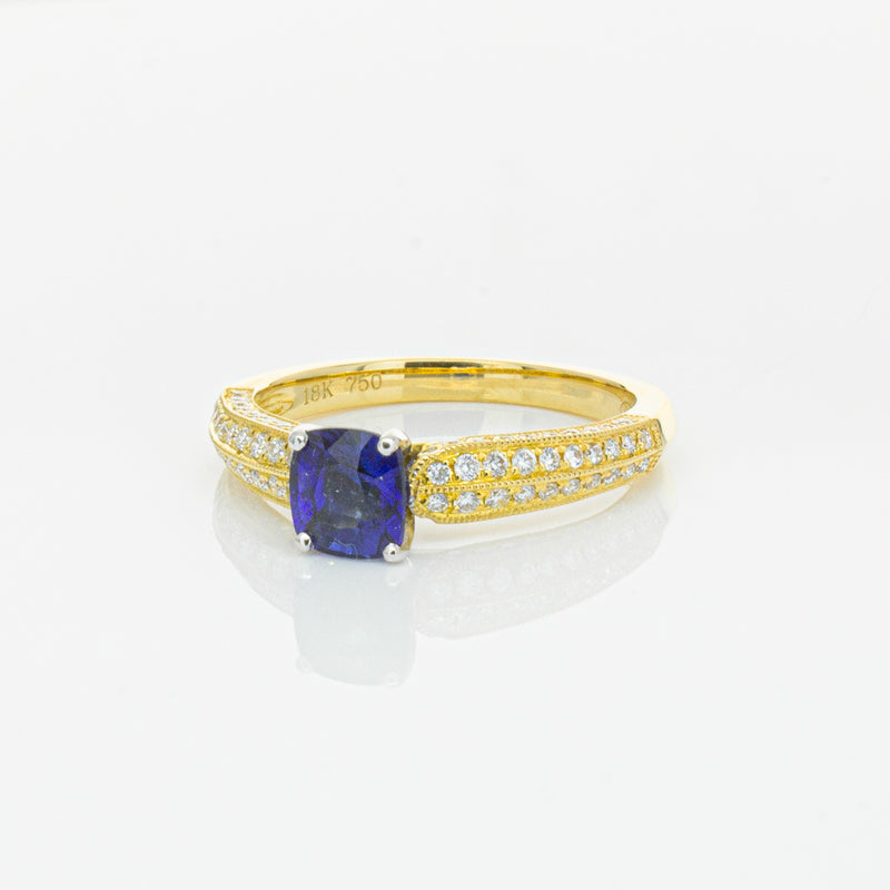18ct Yellow Gold 1.02ct Sapphire & Diamond Ring-Ring-Walker & Hall