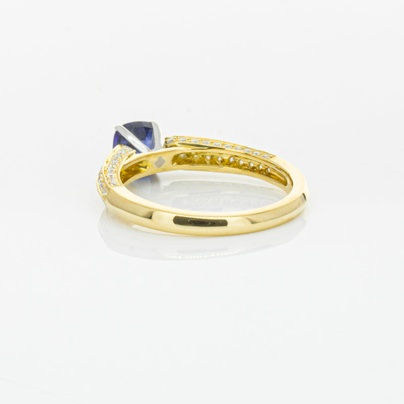 18ct Yellow Gold 1.02ct Sapphire & Diamond Ring-Ring-Walker & Hall
