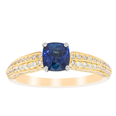 18ct Yellow Gold 1.02ct Sapphire & Diamond Ring-Ring-Walker & Hall