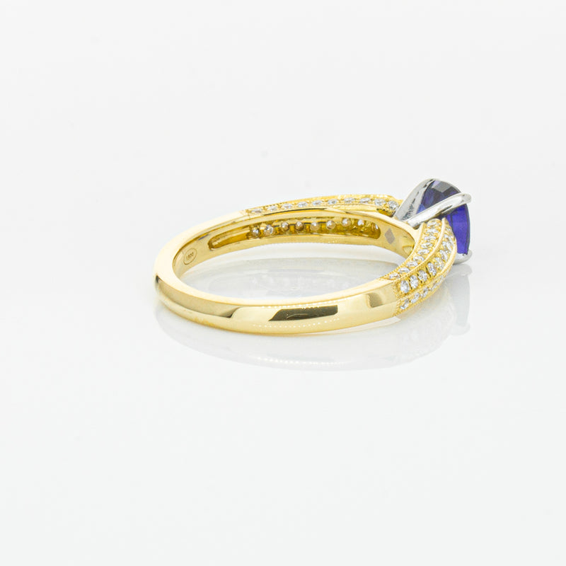 18ct Yellow Gold 1.02ct Sapphire & Diamond Ring-Ring-Walker & Hall