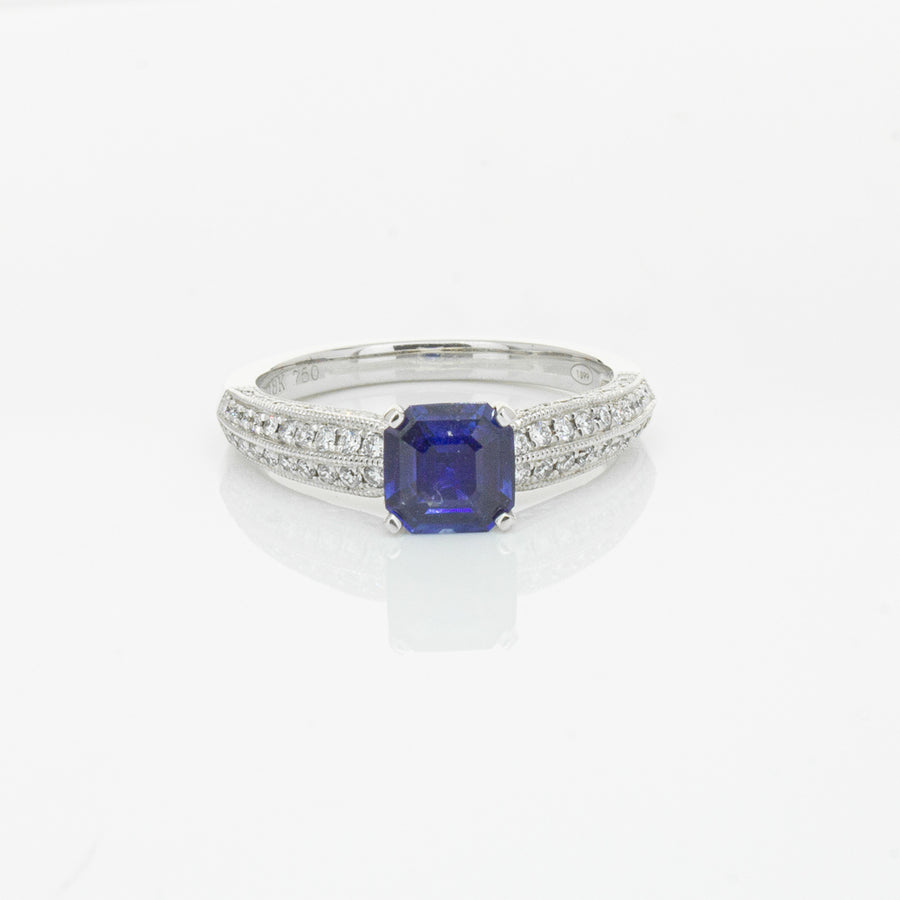 18ct White Gold 1.09ct Sapphire & Diamond Ring-Ring-Walker & Hall