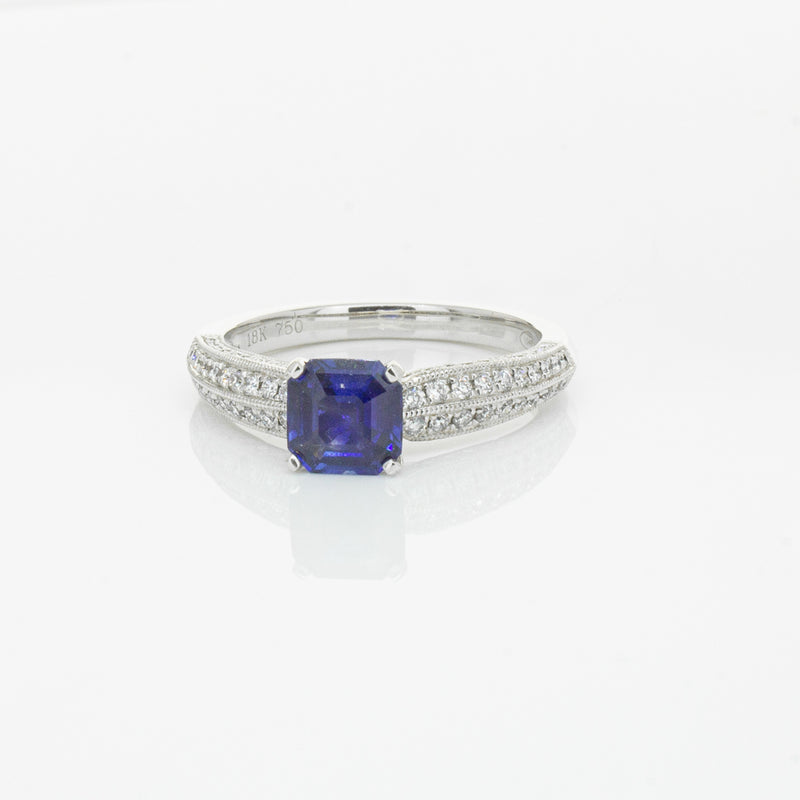 18ct White Gold 1.09ct Sapphire & Diamond Ring-Ring-Walker & Hall
