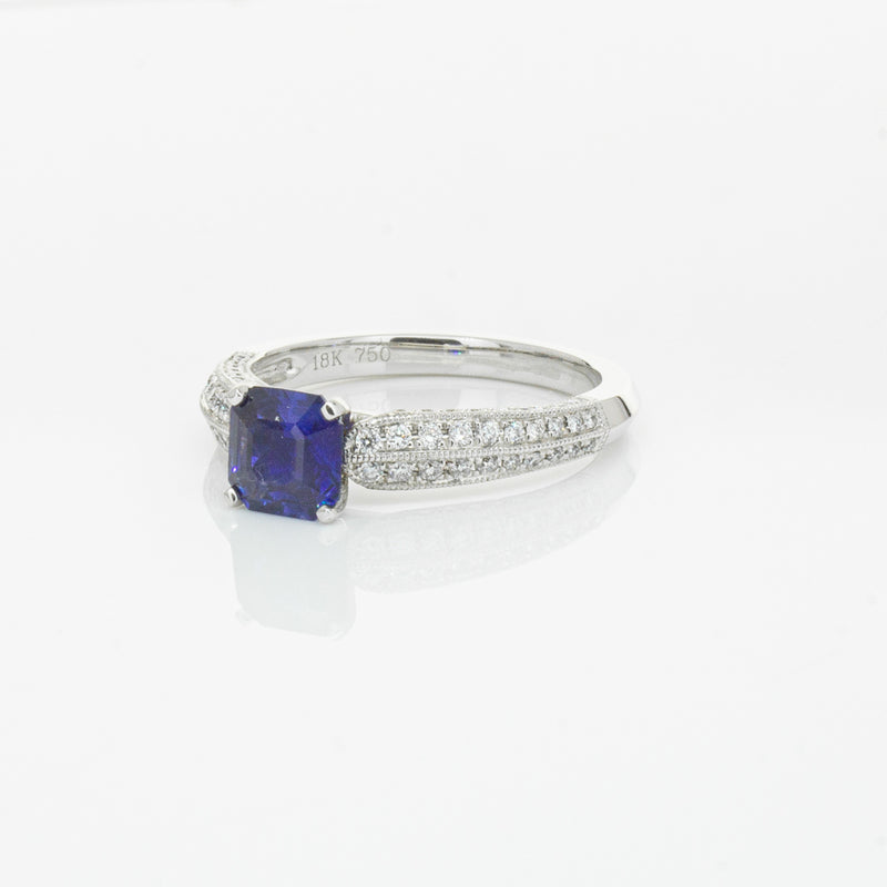 18ct White Gold 1.09ct Sapphire & Diamond Ring-Ring-Walker & Hall