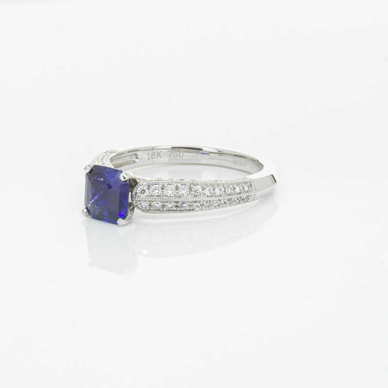 18ct White Gold 1.09ct Sapphire & Diamond Ring-Ring-Walker & Hall