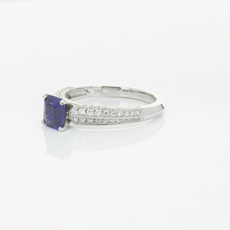 18ct White Gold 1.09ct Sapphire & Diamond Ring-Ring-Walker & Hall