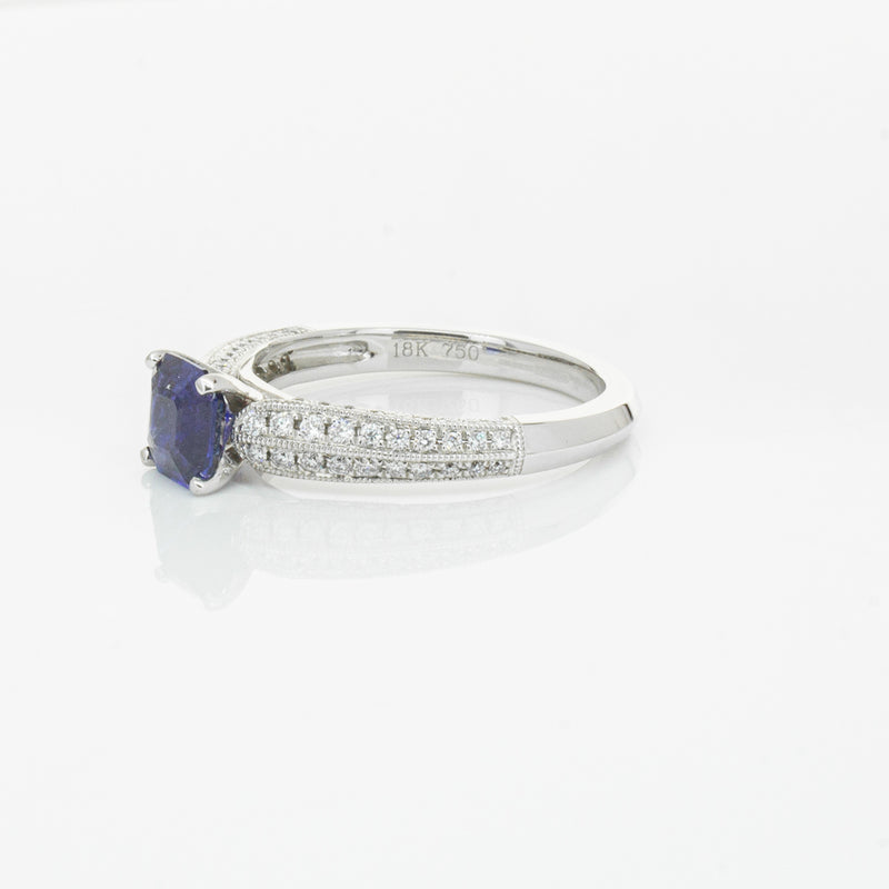 18ct White Gold 1.09ct Sapphire & Diamond Ring-Ring-Walker & Hall