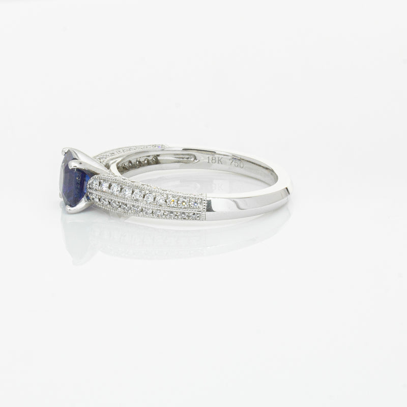18ct White Gold 1.09ct Sapphire & Diamond Ring-Ring-Walker & Hall